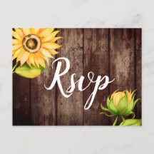 RSVP de Casamento do Girassol Rústico com Escolha
