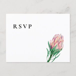 Cartão Postal De Convite RSVP de Casamento Floral Cor de Água Rosa   Opções