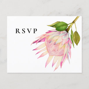 Cartão Postal De Convite RSVP de Casamento Floral do Rei Rosa Protea