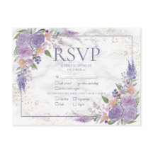 RSVP de Casamento Floral Dourado da Lavanda rustic