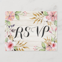 Cartão Postal De Convite RSVP De Casamento: Flores De Aquarela Flores De Ma