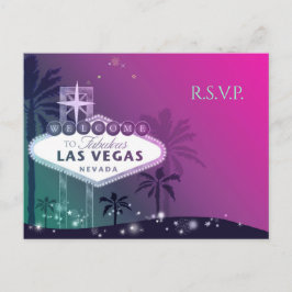 Cartão Postal De Convite RSVP de Casamento Glamorous Pink Las Vegas