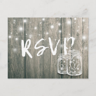 Cartão Postal De Convite RSVP de Casamento Lâmpadas de Cordas Russas de Mad