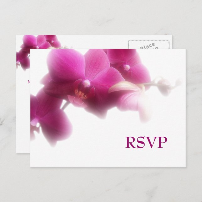 Cartão Postal De Convite RSVP de Casamento Orquídeo Rosa (Frente/Verso)