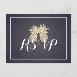 Cartão Postal De Convite RSVP de Casamento Resposta ao Marinho de Casal de