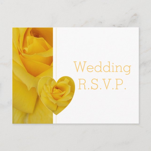 Cartão Postal De Convite RSVP de Casamento Rosa Amarelo Floral (Frente)