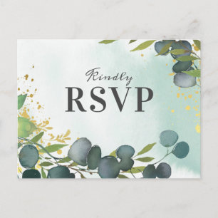 Cartão Postal De Convite RSVP de Casamento Rustic Eucalyptus Greenery