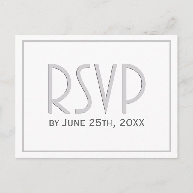 Cartão Postal De Convite RSVP de Casamento Simples da Cinza Silver (Frente)