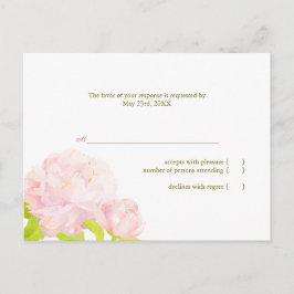 Cartão Postal De Convite RSVP de Casamento Simples de Penas Rosa