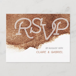 Cartão Postal De Convite RSVP de casamento simples e simples pintado de cor