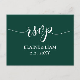 Cartão Postal De Convite RSVP de Casamento Verde do Emerald Moderno