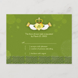 Cartão Postal De Convite RSVP de Casamento Verde Tradicional Irlandês