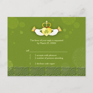 Cartão Postal De Convite RSVP de Casamento Verde Tradicional Irlandês