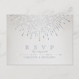 Cartão Postal De Convite RSVP de casamento vintage de deco com brilho prate