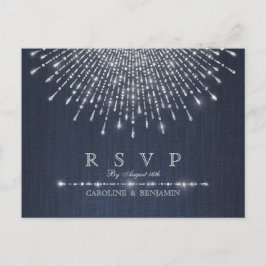 Cartão Postal De Convite RSVP de casamento vintage de deco com brilho prate