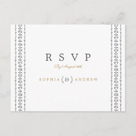 Cartão Postal De Convite RSVP de casamento vintage Rústico clássico Elegant