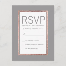 Cartão Postal De Convite RSVP de Cinza Dourada de Frame Simples