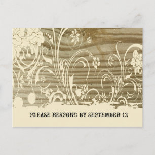 Cartão Postal De Convite RSVP de Madeira Banhada, creme