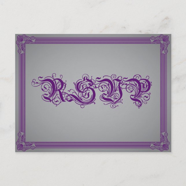 Cartão Postal De Convite RSVP de Poster roxo com opção de beber (Frente)