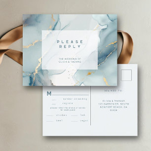 Cartão Postal De Convite RSVP de Refeição de Casamento de Praia Azul Modern