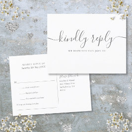 Cartão Postal De Convite RSVP de Script de Assinatura Elegante Simples