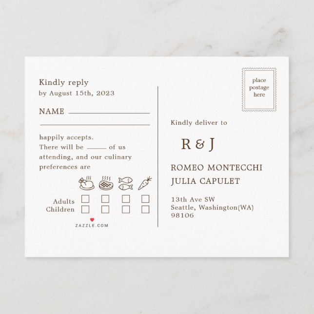 Cartão-postal de Convite RSVP de Solicitação de Mú (Verso)