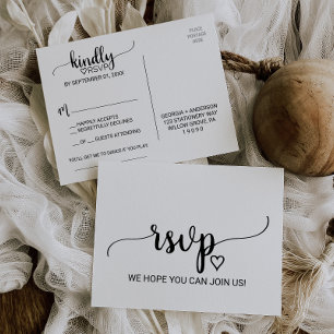Cartão Postal De Convite RSVP de Solicitação de Música de Caligrafia Negra