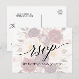 Cartão Postal De Convite RSVP de Solicitação de Música Floral Desbotada par
