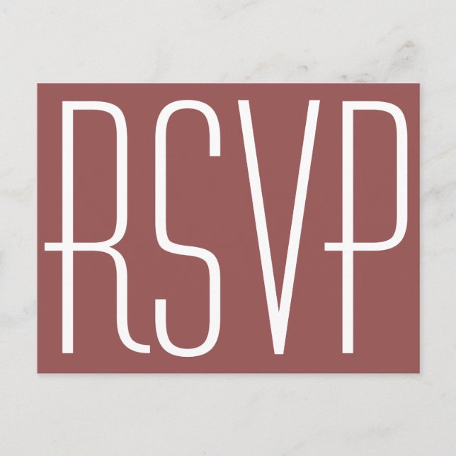 Cartão Postal De Convite RSVP de Vinho Rústico e Branco (Frente)