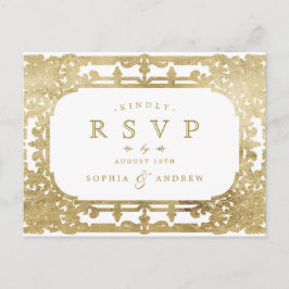 Cartão Postal De Convite RSVP do casamento vintage romântico do ornamentado