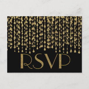 Cartão Postal De Convite RSVP   Faux Gold Foil Look