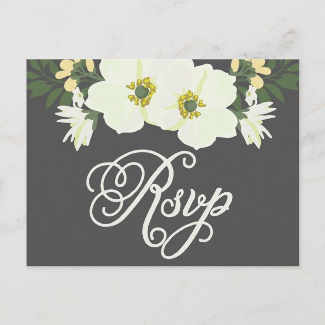 Cartão Postal De Convite RSVP Floral das Anemonas Bonito Amarelas (Frente)