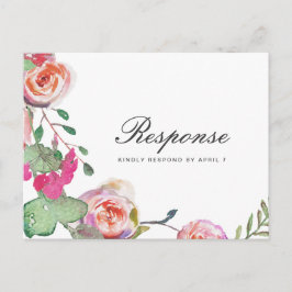 Cartão Postal De Convite RSVP Floral de Watercolor com opção de refeição