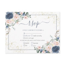 RSVP Floral Dourado Cor-de-rosa-claro azul brilhan