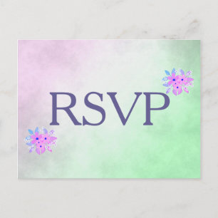 Cartão Postal De Convite RSVP Floral Puro e Verde