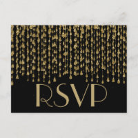 RSVP | Fluxos de Confetti Dourados com Fundo Preto