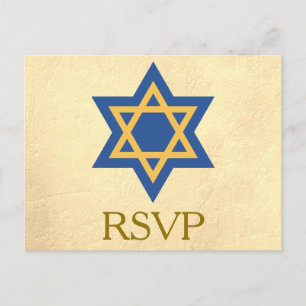 Cartão Postal De Convite RSVP Judeu ouro
