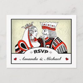 Cartão Postal De Convite RSVP Lucky In Love King Queen PostCard