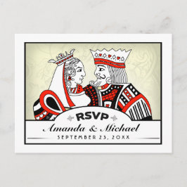 Cartão Postal De Convite RSVP Lucky In Love King Queen PostCard