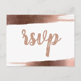 Cartão Postal De Convite RSVP Moderno Simples e Dourado do Elegante escovad