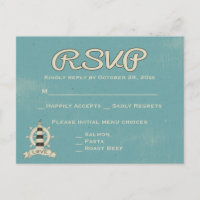RSVP Náutico Azul Turquesa Farol & Roda de Navio