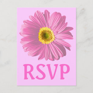Cartão Postal De Convite RSVP Ou Personalizado Da Flor De Margarida Rosa