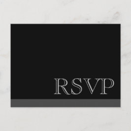 Cartão Postal De Convite RSVP Preto Básico Mínimo