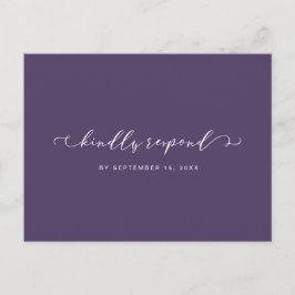 Cartão Postal De Convite Rsvp preto roxo e branco com escolha de refeição