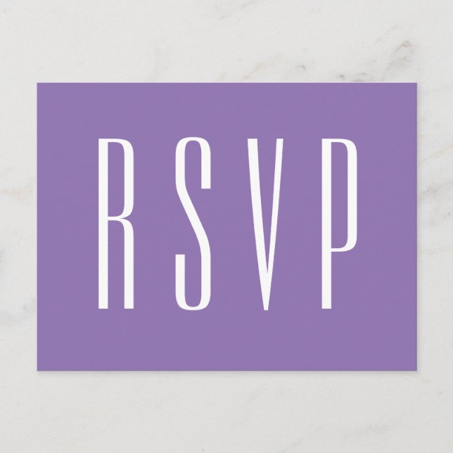 Cartão Postal De Convite RSVP Purple ou QUALQUER resposta de casamento COLO (Frente)