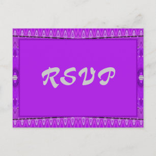 Cartão Postal De Convite RSVP roxo brilhante
