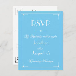 Cartão Postal De Convite RSVP — RSVP — Casamento Azul Aqua Moderno Simples