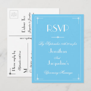 Cartão Postal De Convite RSVP — RSVP — Casamento Azul Aqua Moderno Simples