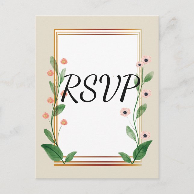 Cartão Postal De Convite rsvp sofisticado e clássico (Frente)