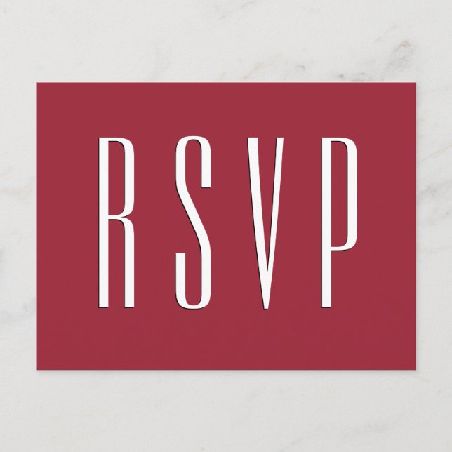 Cartão Postal De Convite RSVP Vermelho ou QUALQUER resposta de casamento CO (Frente)